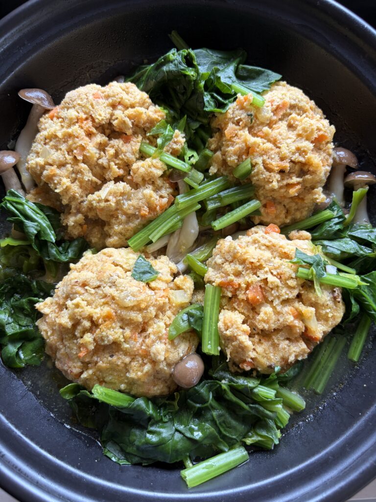 おからハンバーグ、豚の合いびき肉で作りました。