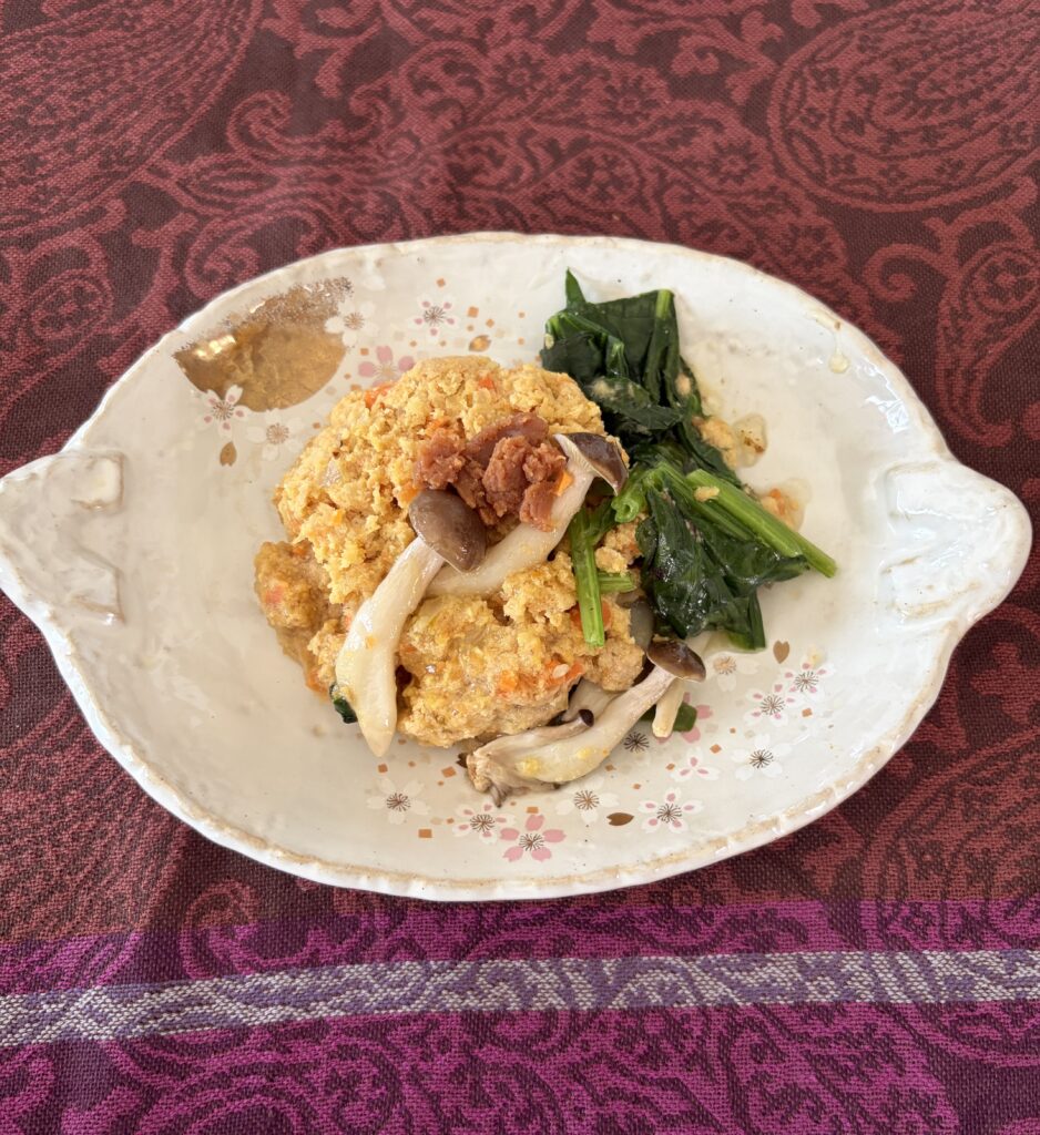 おからハンバーグ1人分盛り付け